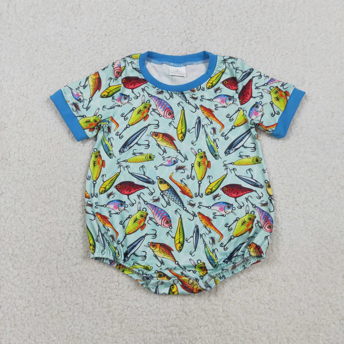 Sibling Baby Boys Summer Fishing Short Sleeve Shirt Top /Bubble Romper