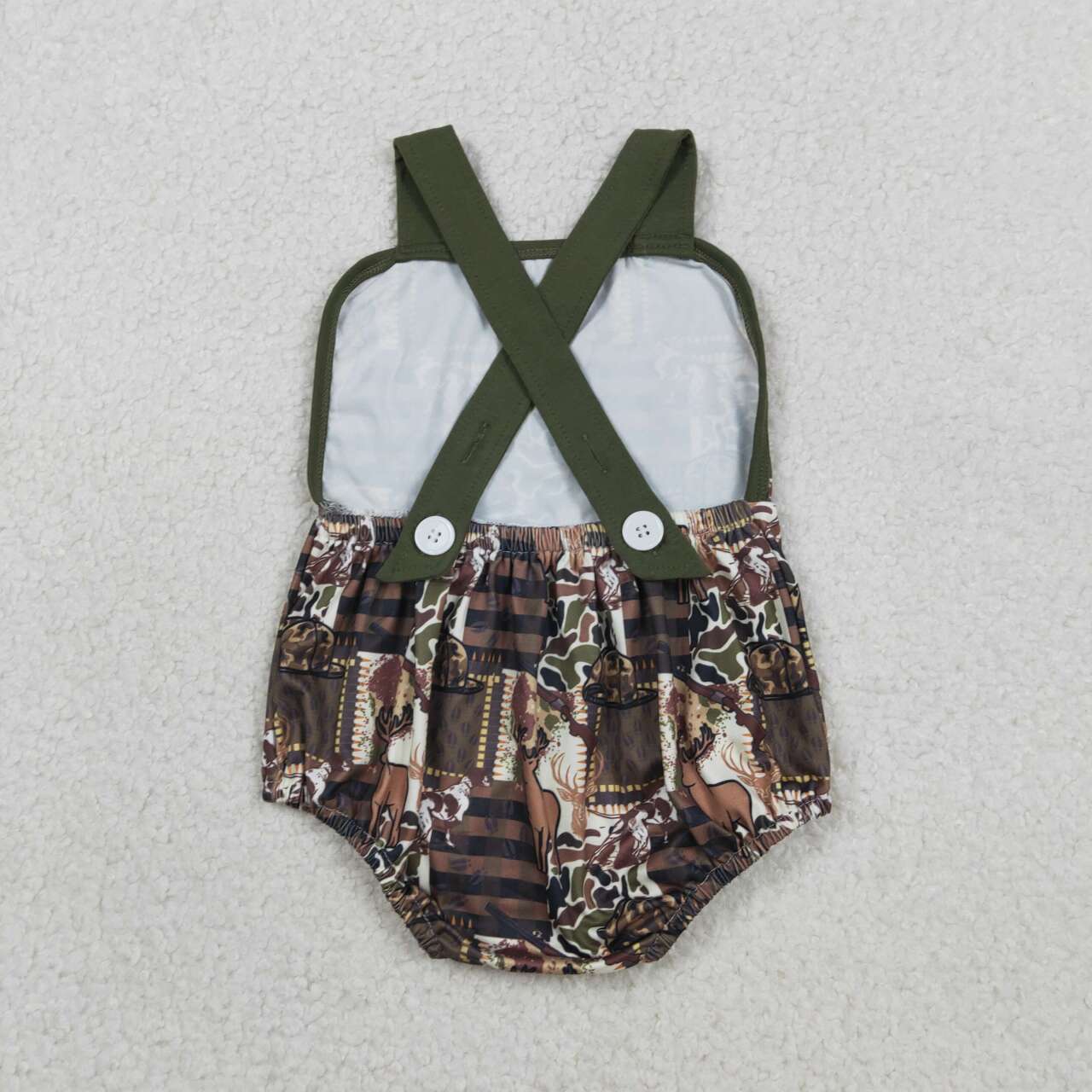 Sibling Baby Boys  Hunting Deer Camo Pocket Shorts Set /Romper
