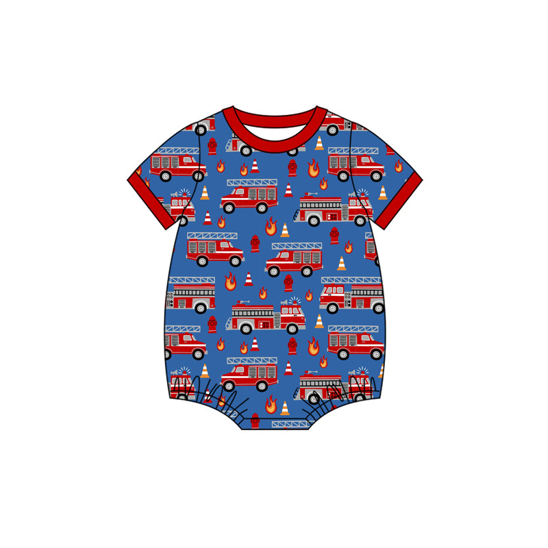 SR4033 Baby Girls fire fighting truck Romper Preorder