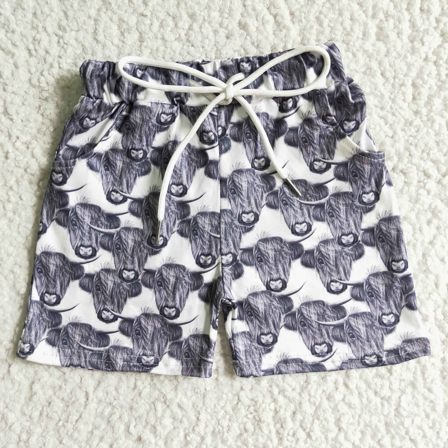 Summer Boys Highland Cow Shorts