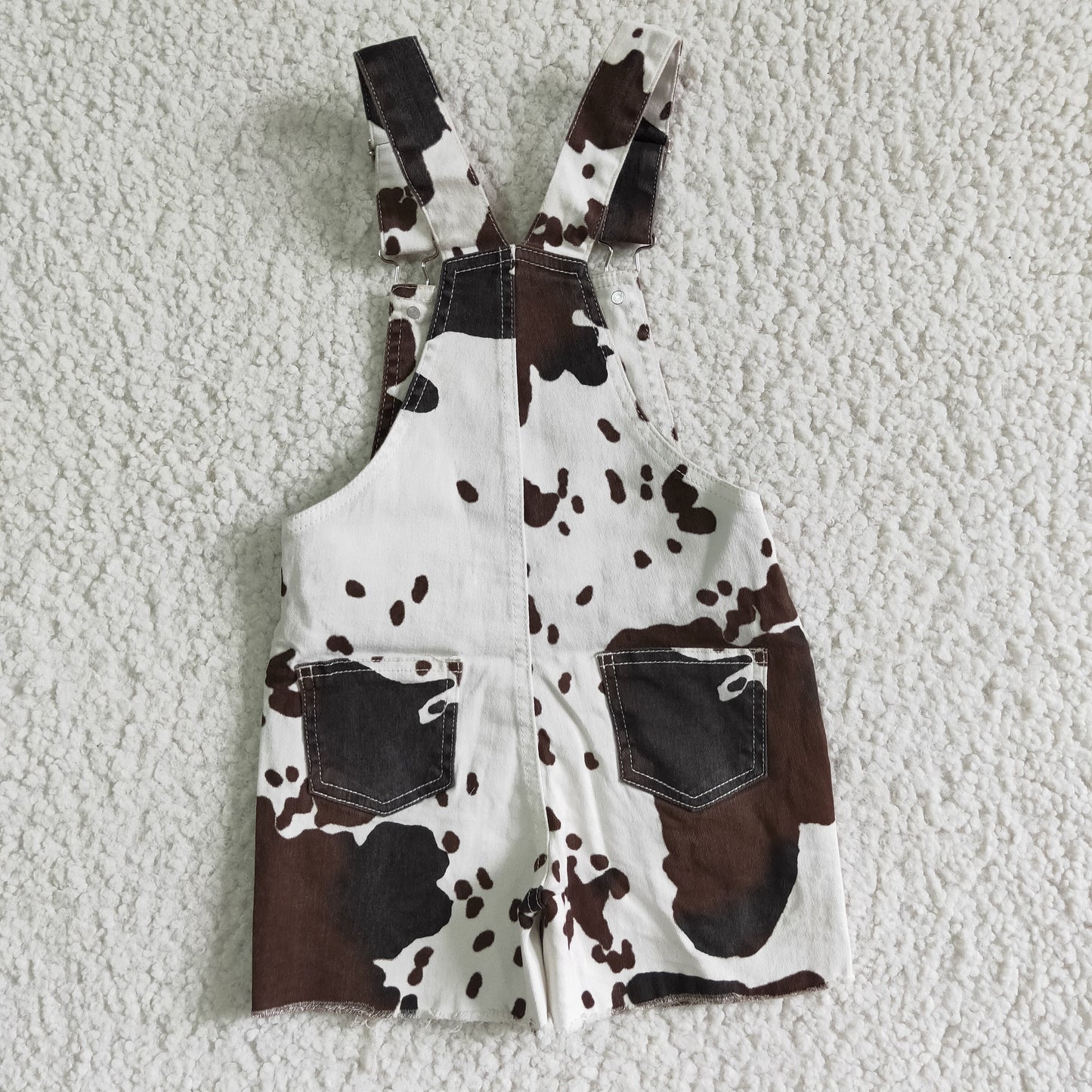 Kids Girls Summer Cow Denim Shorts Overall Pants