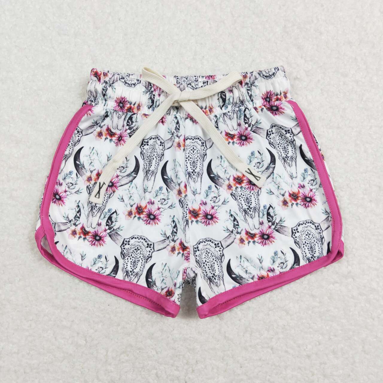 Western Cow Skull Flower Mommy and Me Shorts