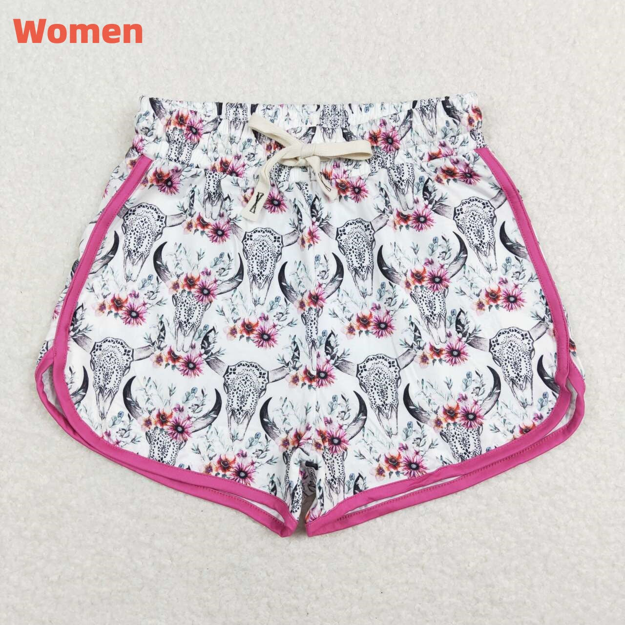 Western Cow Skull Flower Mommy and Me Shorts