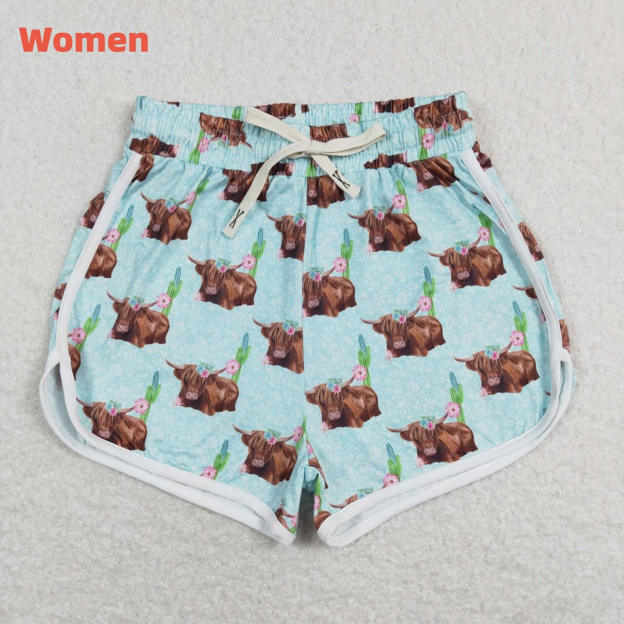 Western Highland Cow Flower Mommy and Me Shorts