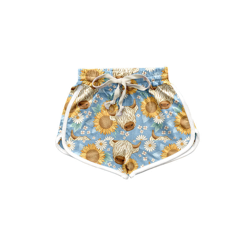 SS0330 Baby Girls Highland Cow Flower Shorts Pre-order