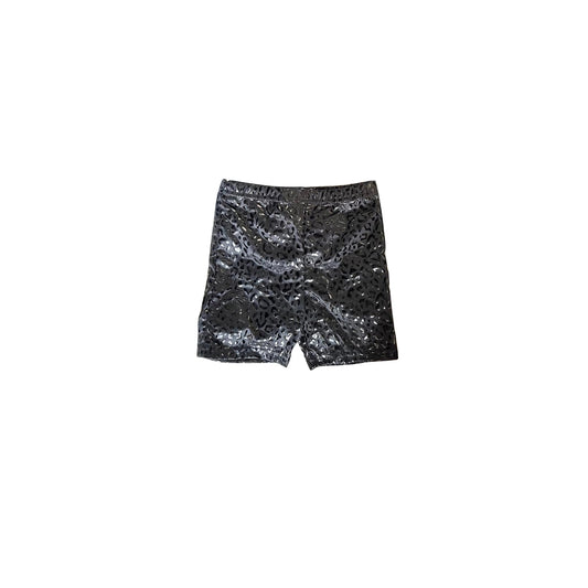 Toddler Baby Girls Black Leopard Leather Shorts