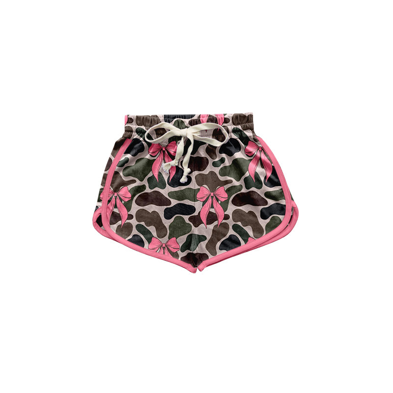 Mommy and Me  Dark Camo Pink Bow Shorts