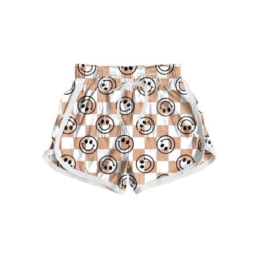 Adult Size Women Khaki Checked Happy Face Shorts Preorder