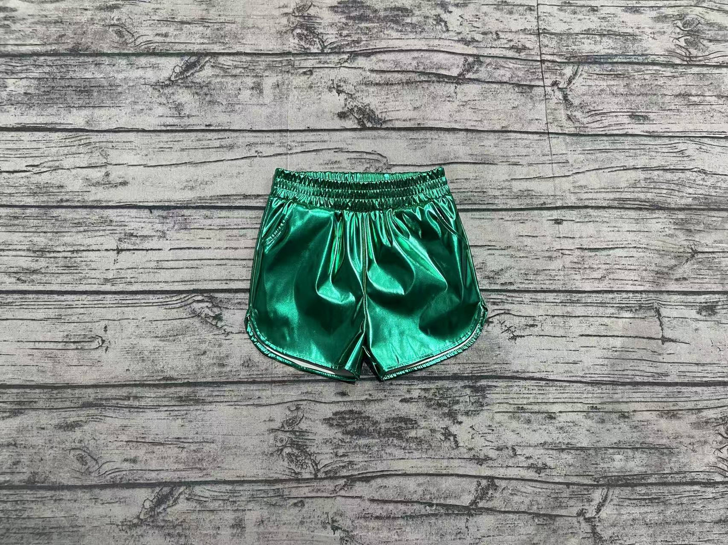 Kids Girls Green  Leather Summer Shorts Preorder