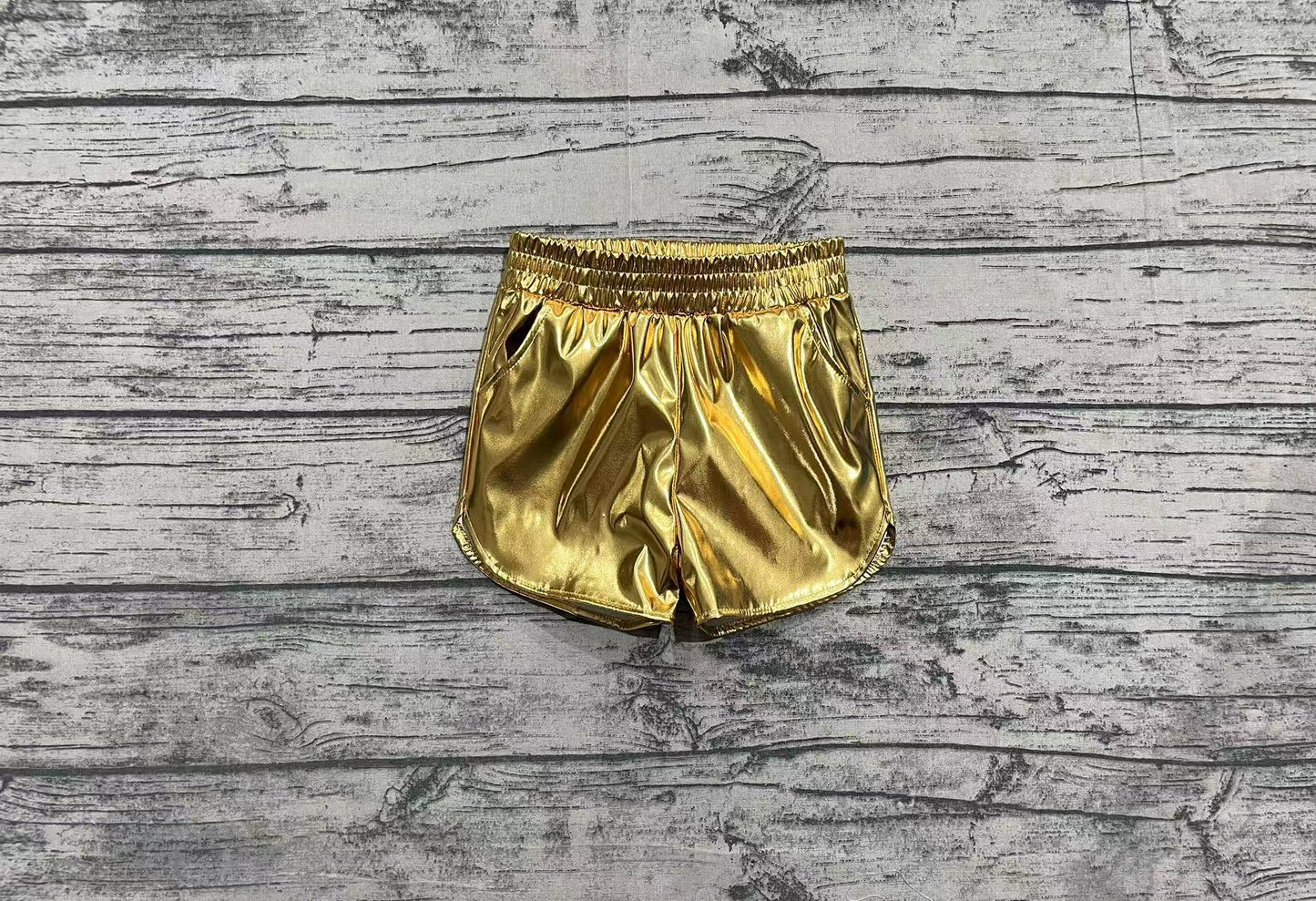 Kids Girls Yellow Leather Summer Shorts Preorder