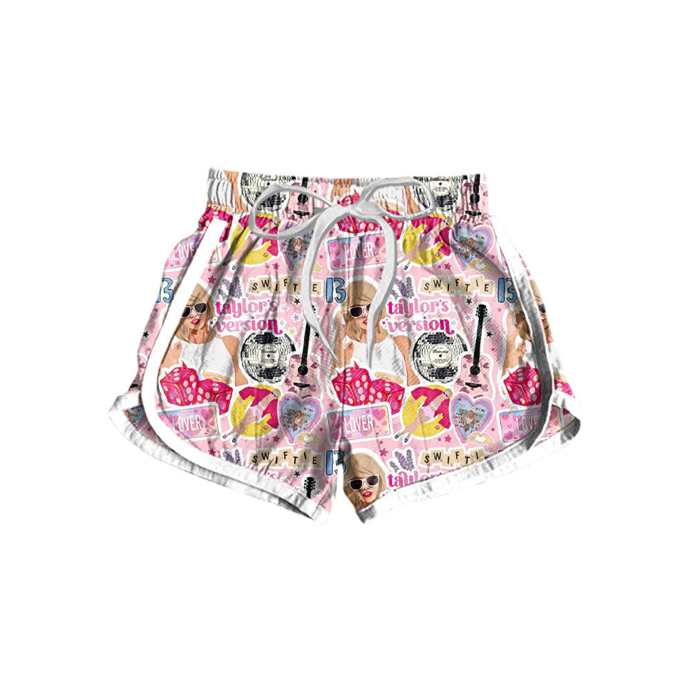 Adult Women Peach Singer Print Shorts