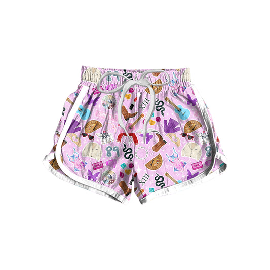 Adult Women Lavender Singer Print Shorts