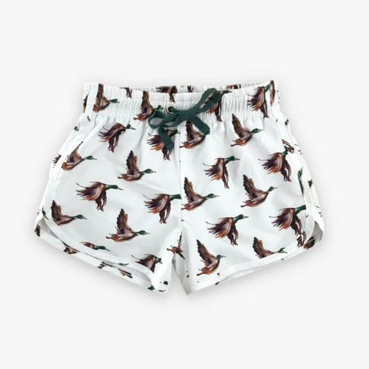 Baby Girls White Ducks Plaid Print Western Hunting Shorts Preorder