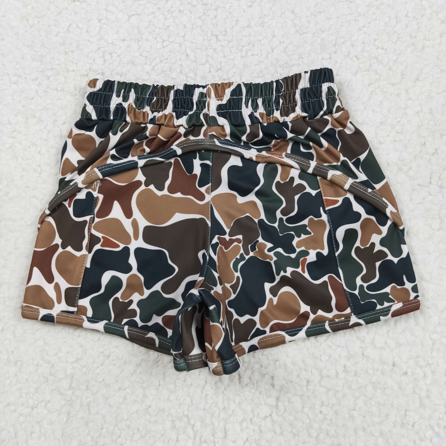 Mommy and Me Active Summer Wear Brown Camo Yoga Shorts