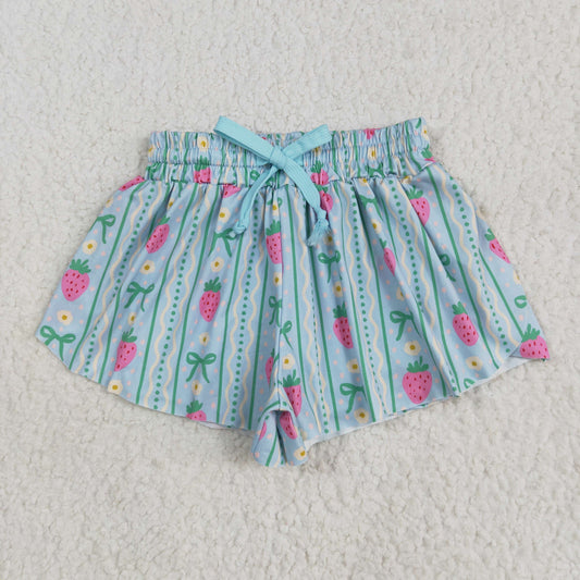 Baby Girls Strawberry Flowers  Run Shorts