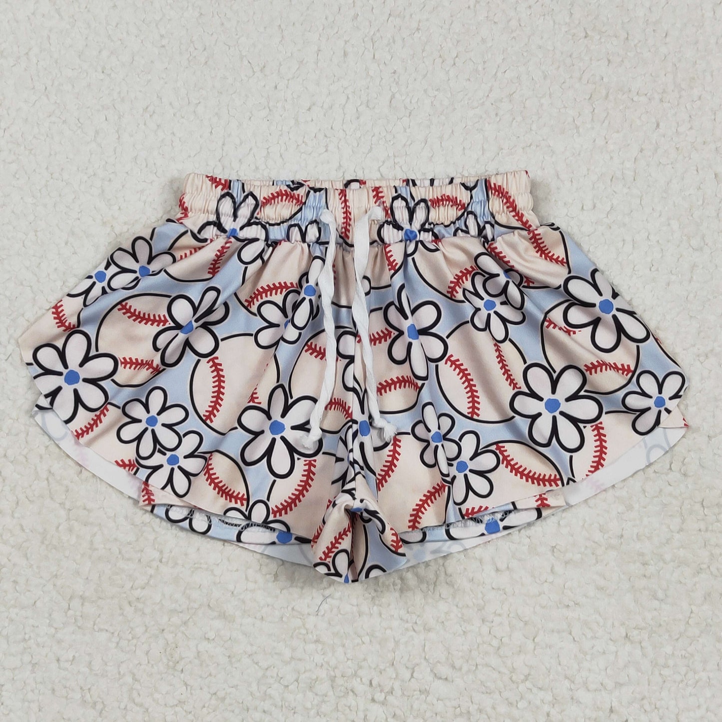 Baby Girls Flowers Baseball Run Shorts