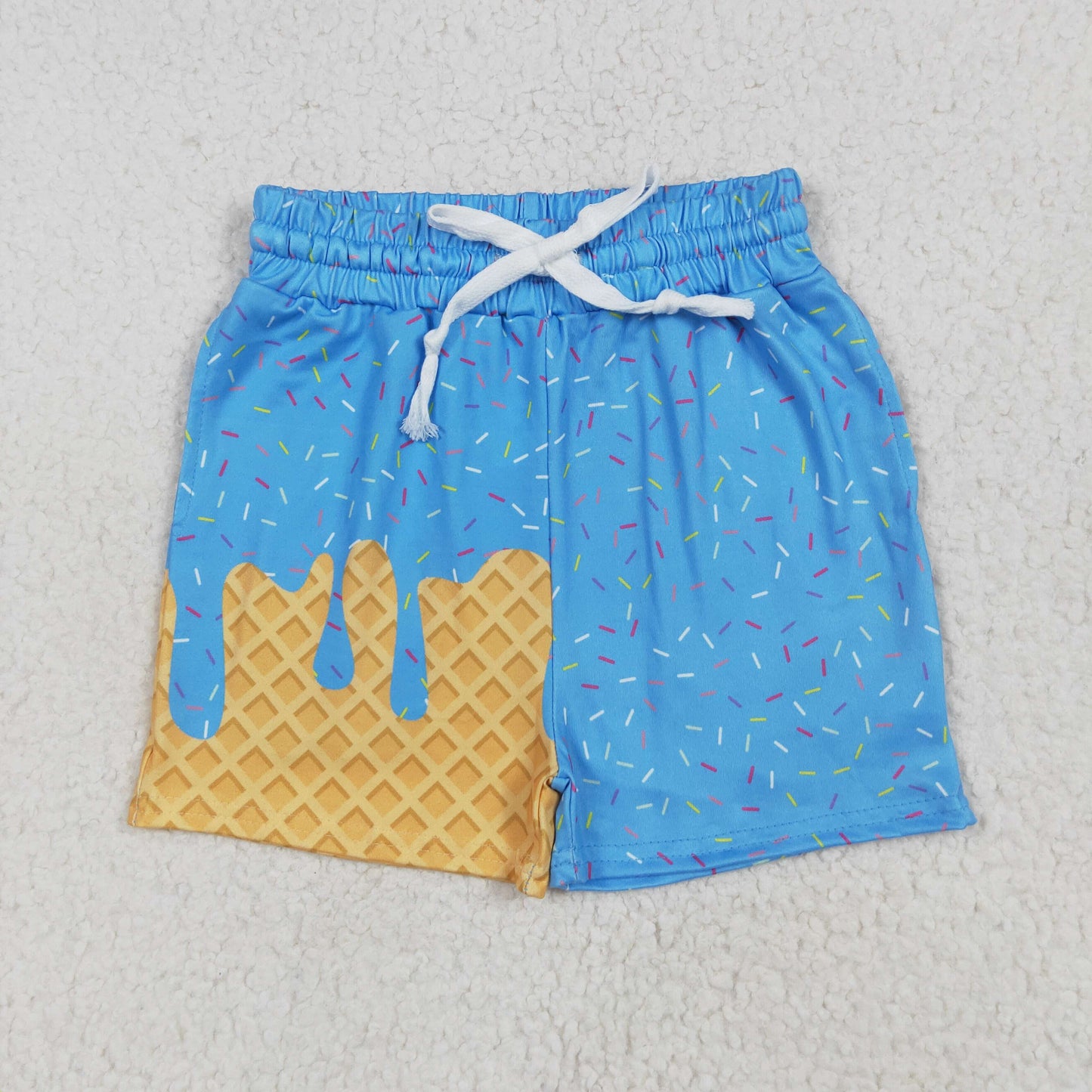 Kids Boys Blue Ice Cream Drip Shorts
