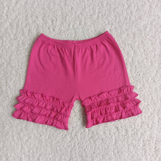 Hot Pink Solid Color Cotton Icing Shorts