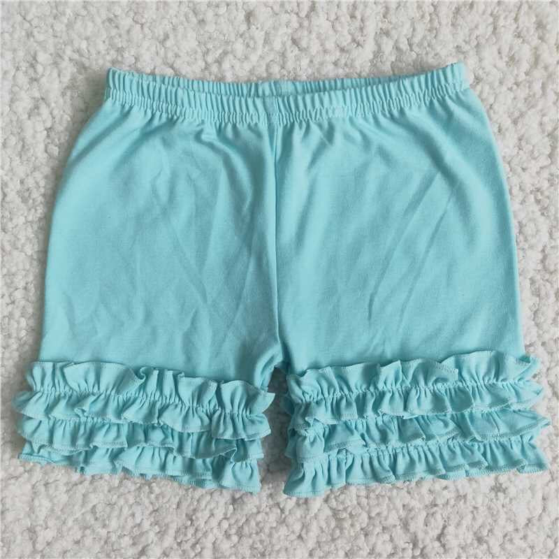 Light Blue Solid Color Cotton Icing Shorts