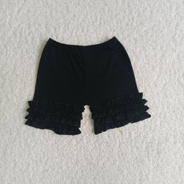 BLACK SOLID COLOR SOFT COTTON ICING SHORTS