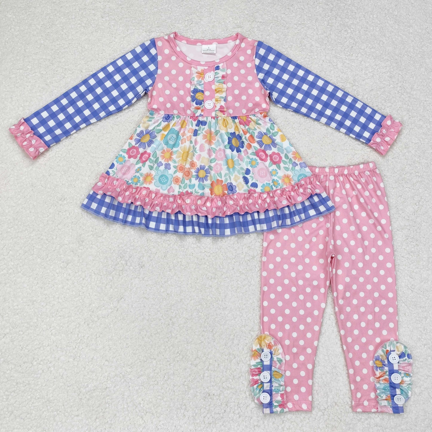 Baby Girls Vintage Flower Top Pink Pants Set