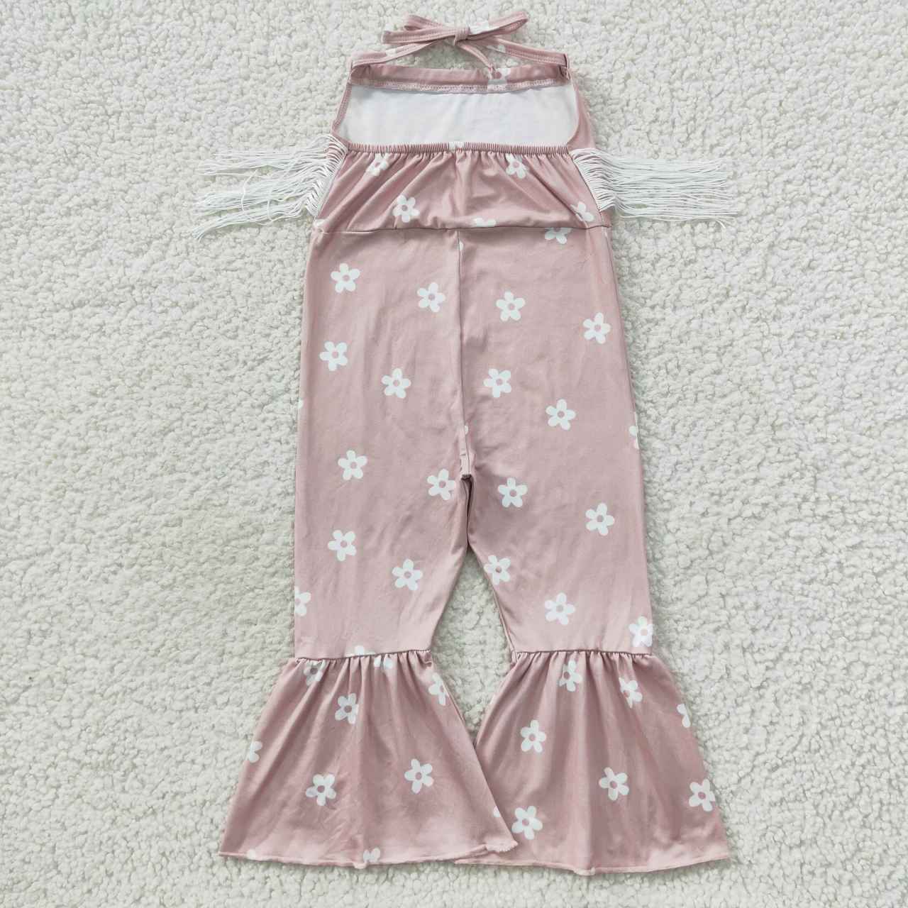 SR0424 Baby Girls Daisy Print Jumpsuit With Tassels