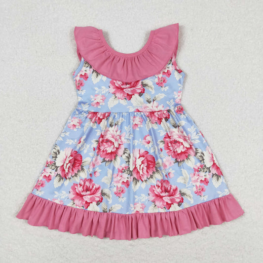 Kids Girls Spring Floral Dress With Bow