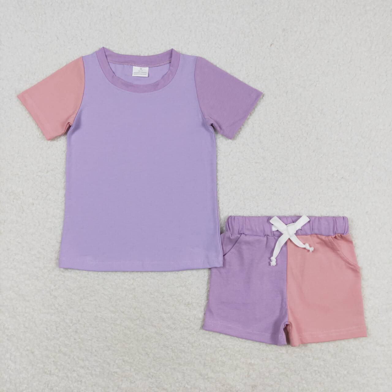 Summer Baby Girls Cotton Purple &  Pink Shorts Set