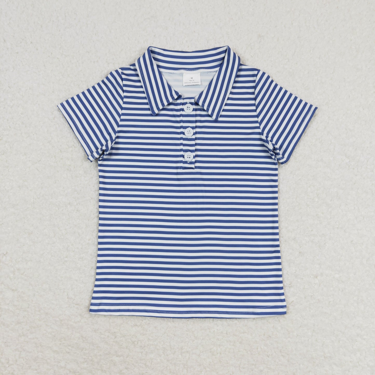 BT0654 Baby Boys Navy Striped Short Sleeve Polo Top