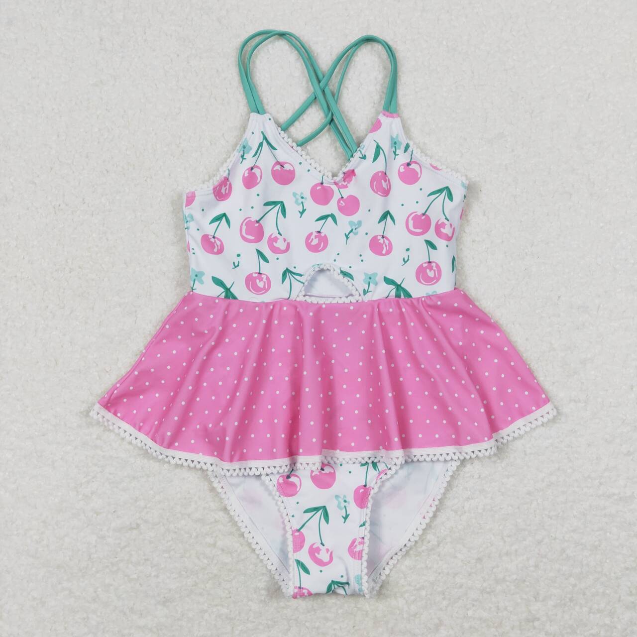 S0251 Baby Girls Cherry Print One-piece Swimwear