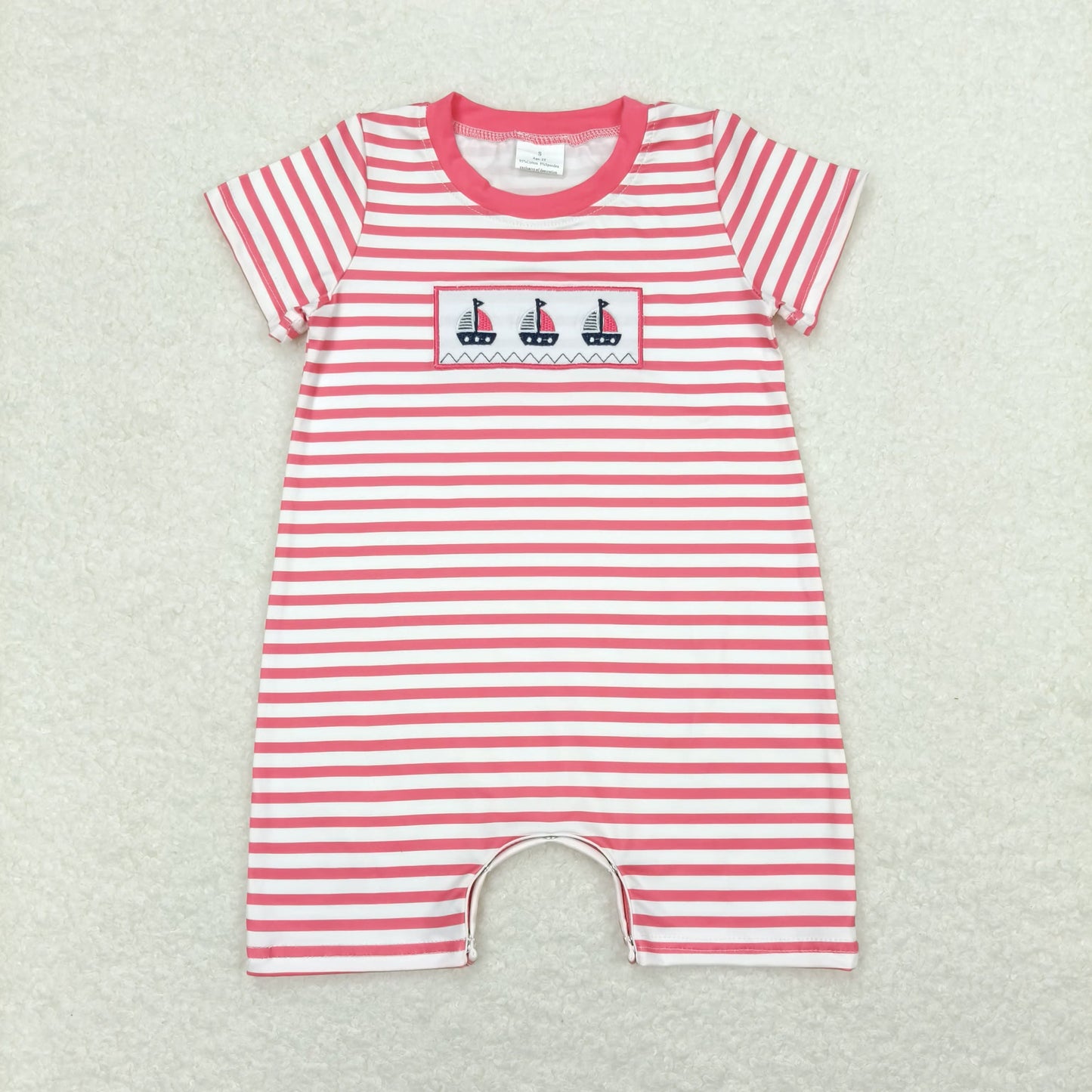 SR1028 Baby Boys Short Sleeve Sailboat Romper