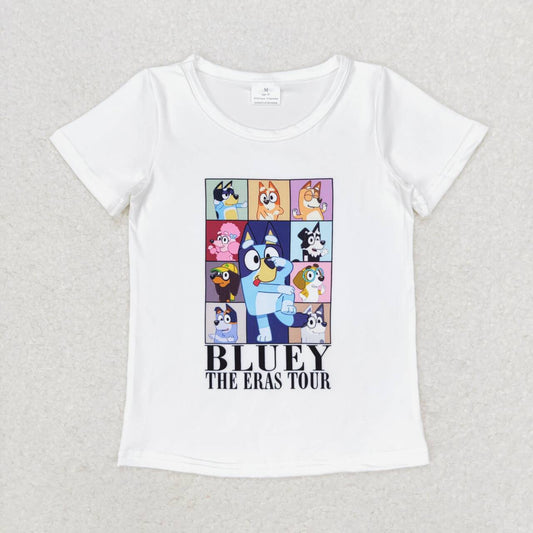 Baby Girls Blue Dog The Eras Tour Short Sleeve T-shirt Top