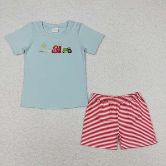 Baby Boys Embroidery Farm Shorts Set