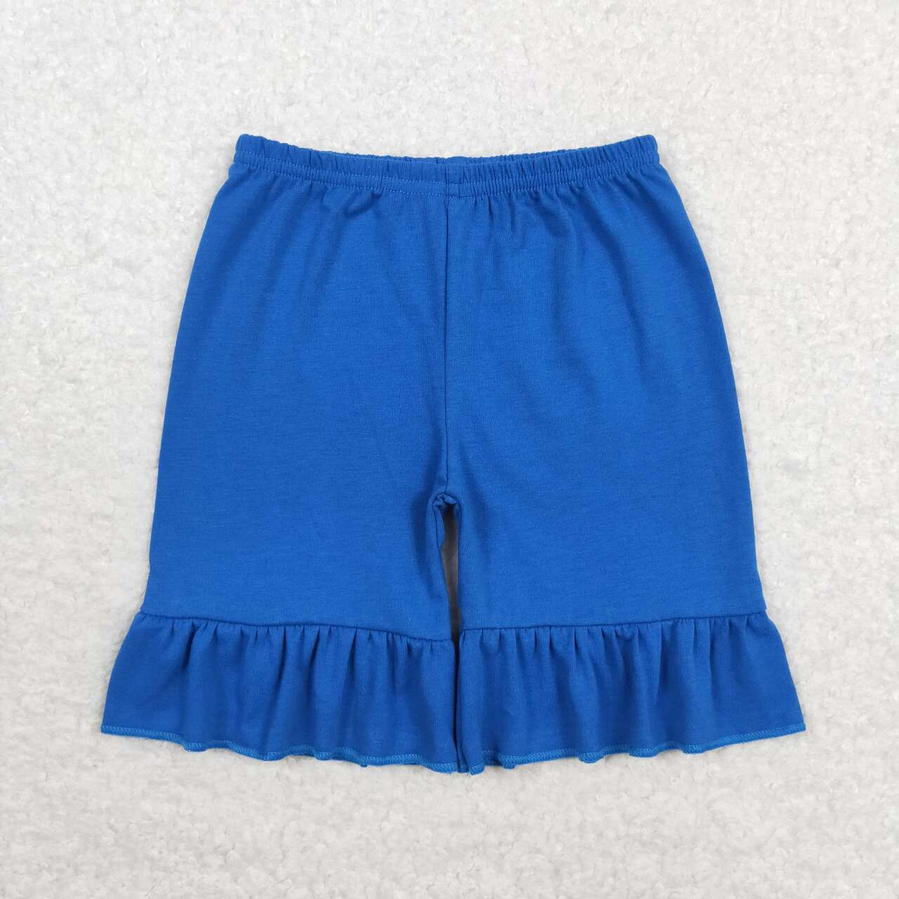 SS0349 Baby Girls Blue Ruffle Shorts