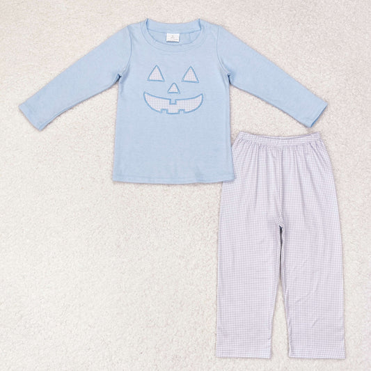 Baby Boys Halloween Pumpkin Blue Pants Set