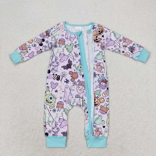 LR0969 Baby Girls Cartoon Monster Long Sleeve Romper