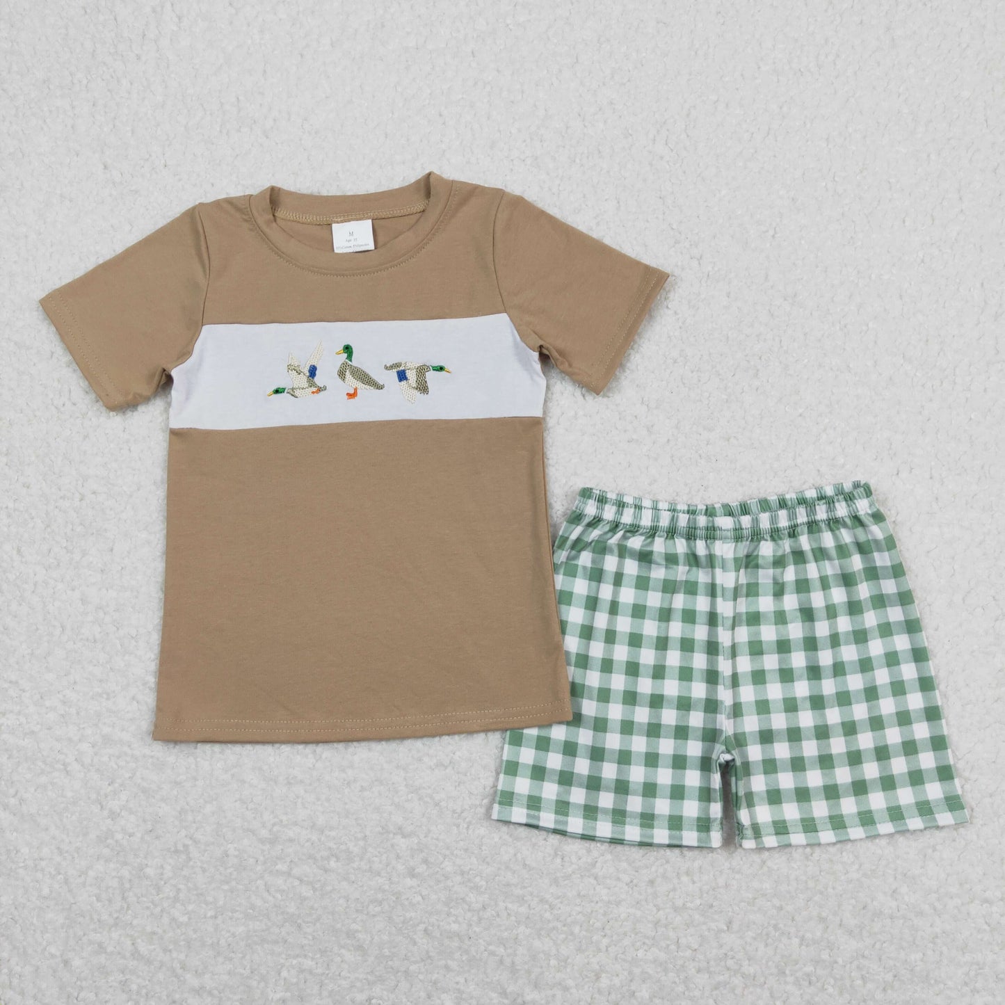 Baby Sibling Embroidery Mmallard Green Gingham Summer Clothing