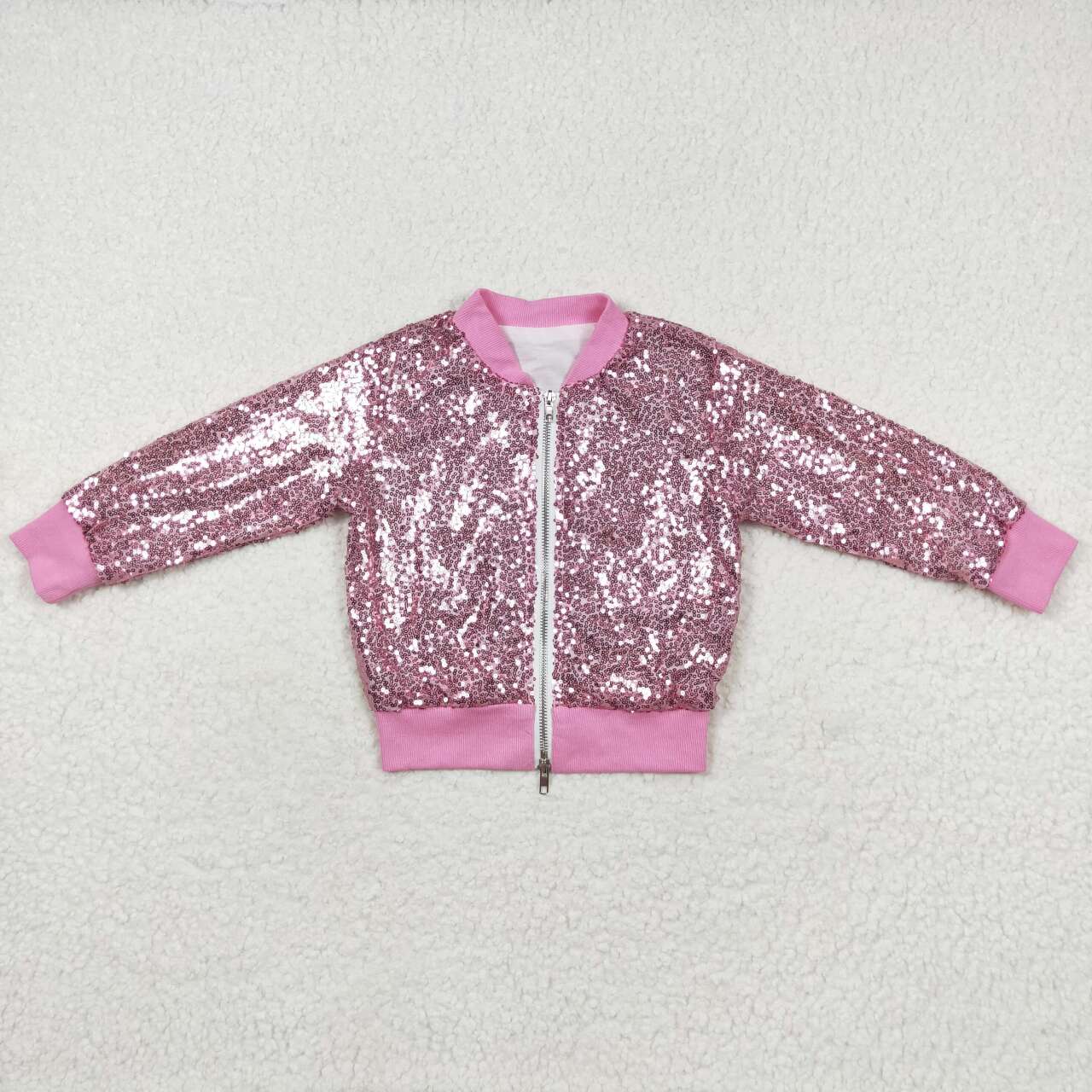 Baby Girls Shiny Pink Sequin Jacket Coat