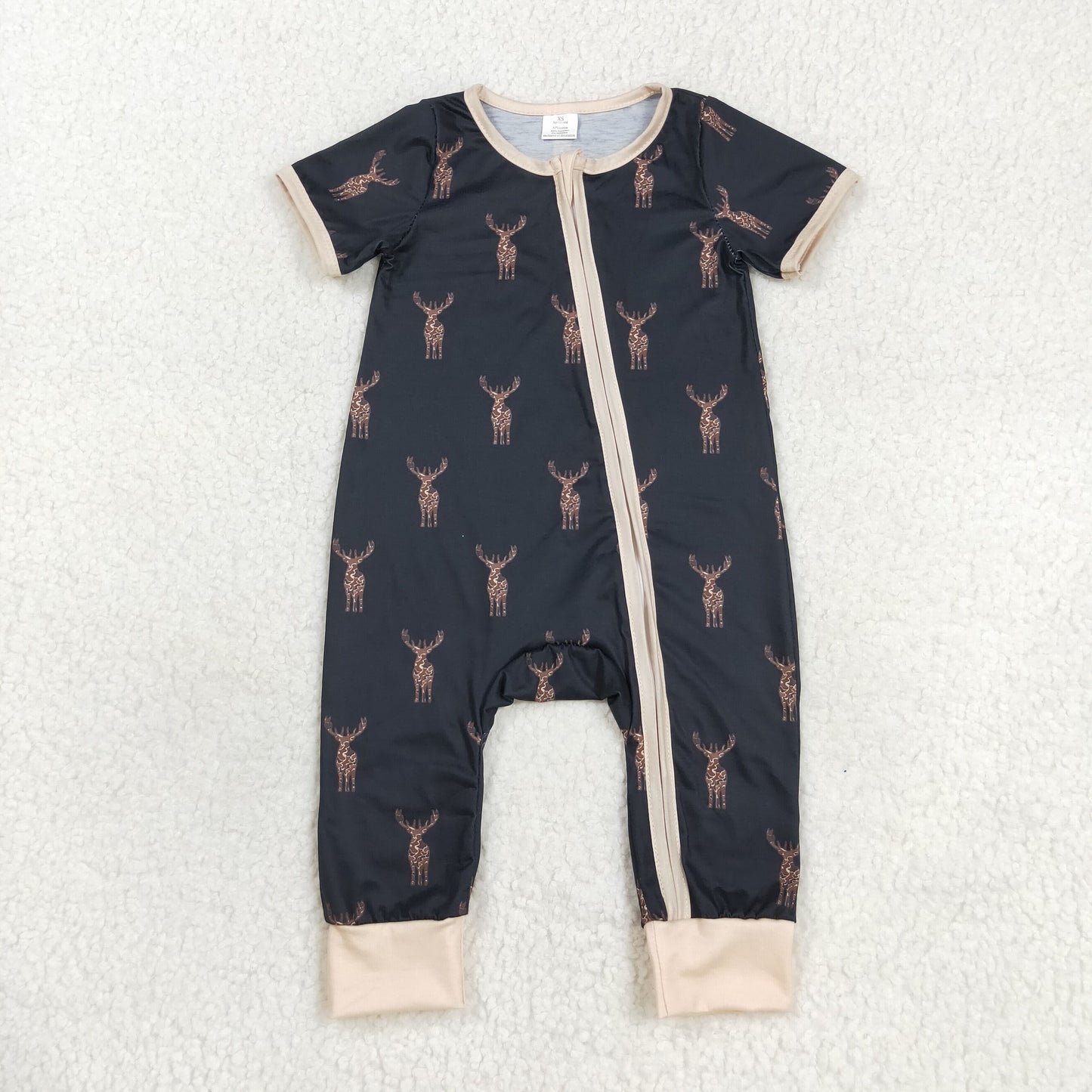 SR1896 Newborn Boys Deer Long Sleeve Bamboo Romper