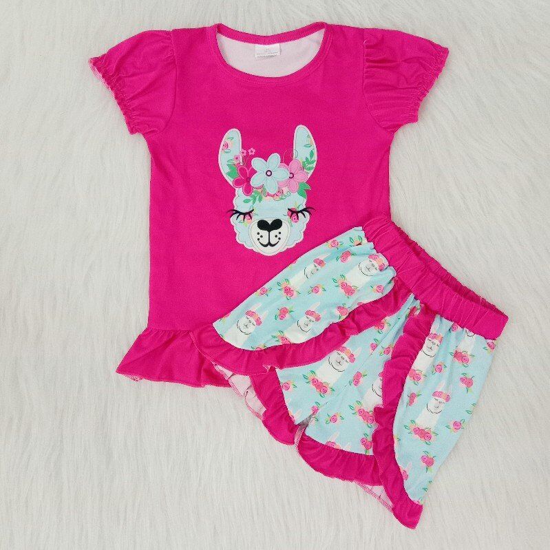 Llama Floral Hot Pink Set