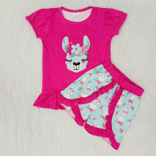 Llama Floral Hot Pink Set