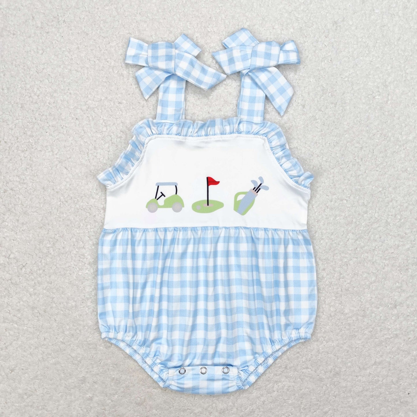 Baby Girls Golf Blue Gingham Strap Dress