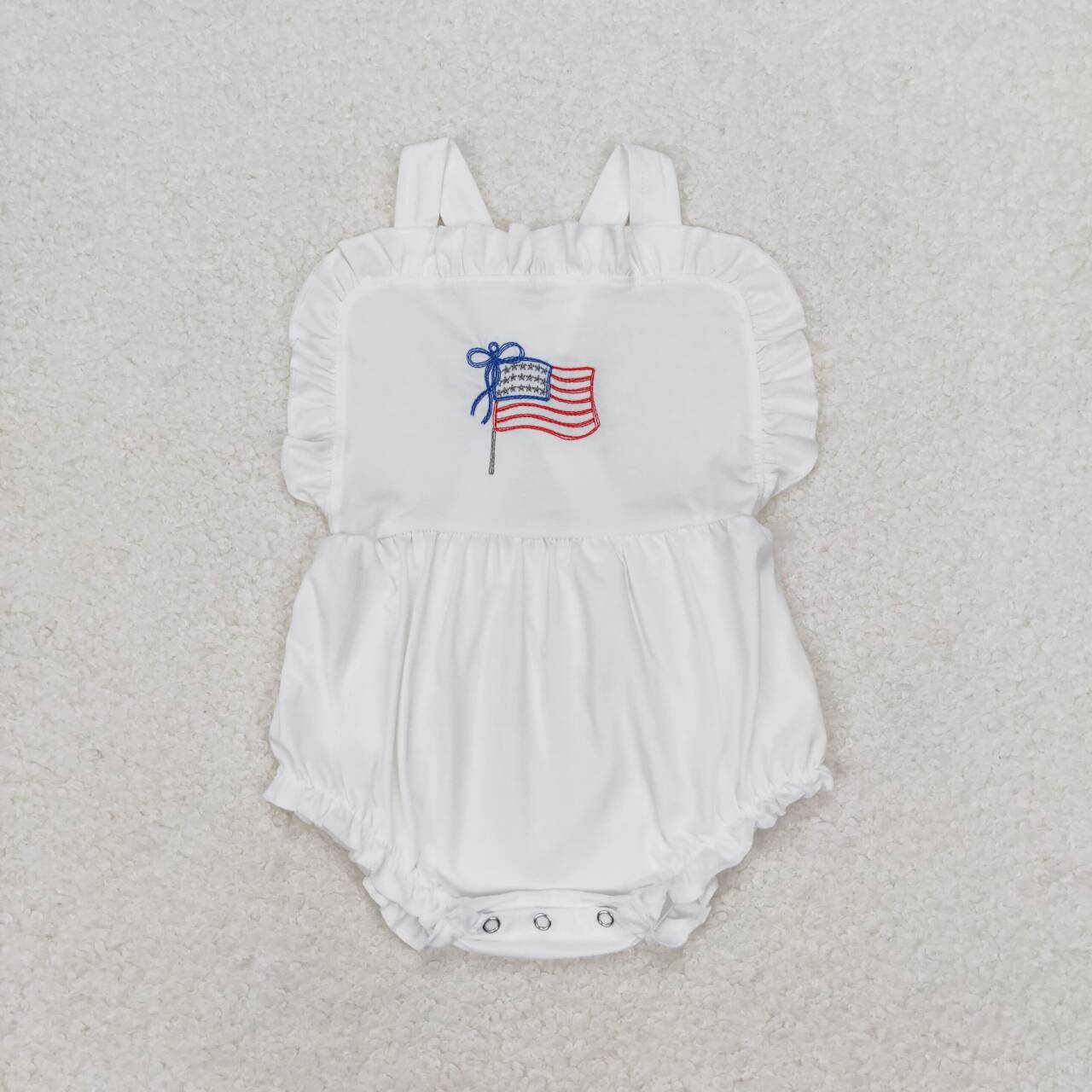 Newborn Baby Girls July 4th USA Flag  Romper