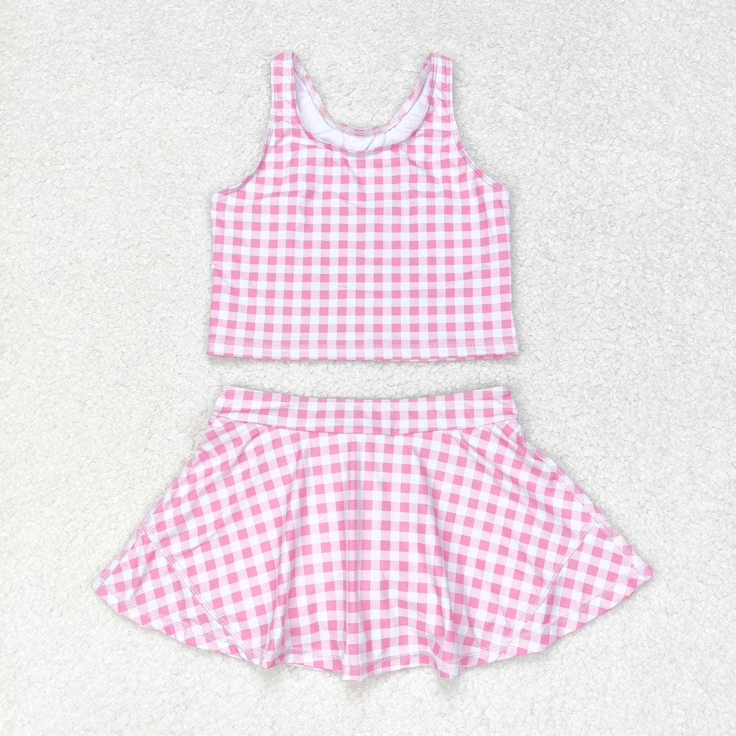 GSD0992 Baby Girls Pink Gingham Active Wear