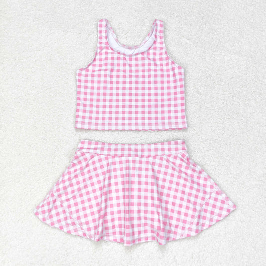 GSD0992 Baby Girls Pink Gingham Active Wear