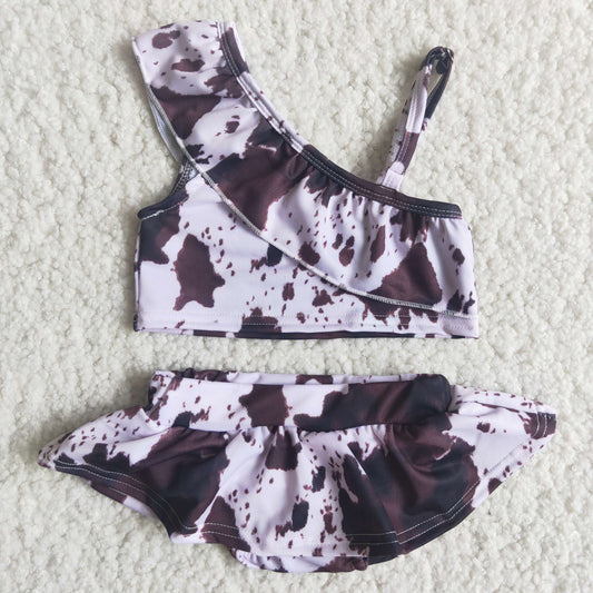 Girls Cow Print Swimsuit