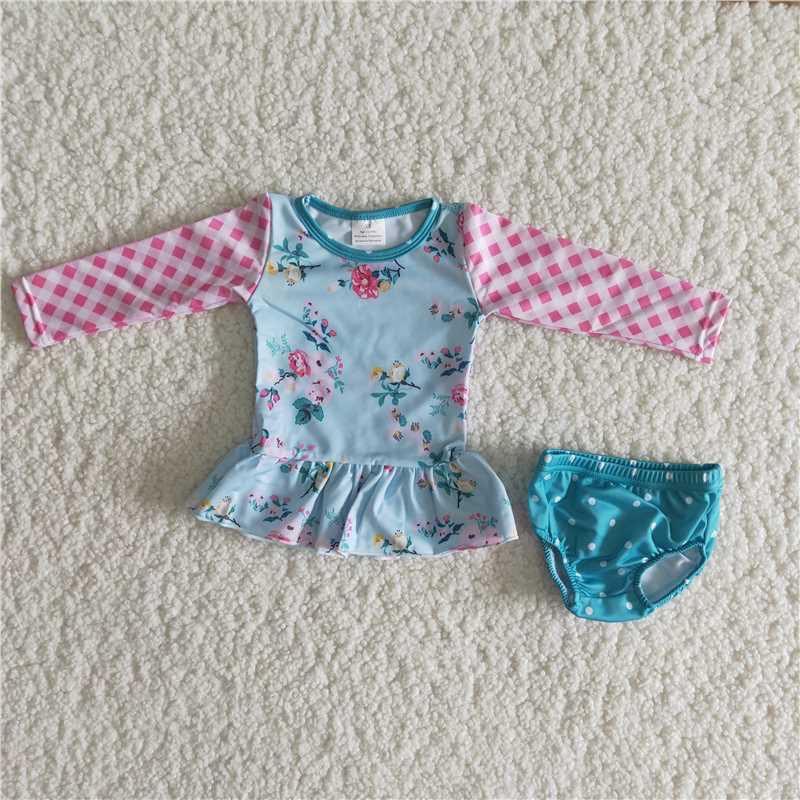 Long Sleeve Girls Swimsuit Set