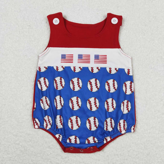 Newborn Baby Boys July 4th Baseball Bubble Romper