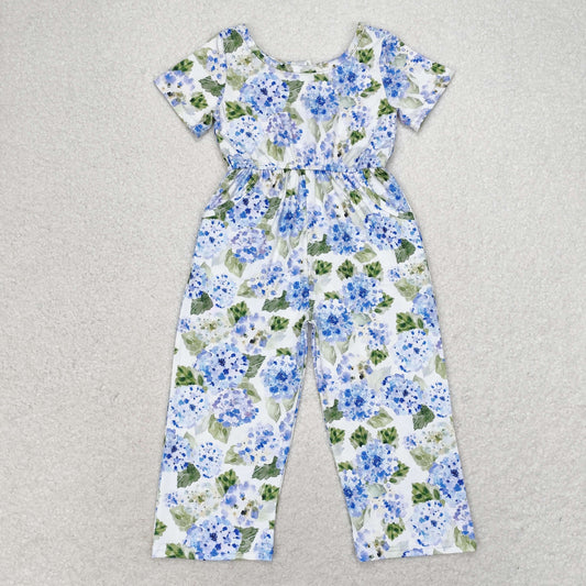 Baby Girls Purple Flower Short Sleeve Jumpsuit