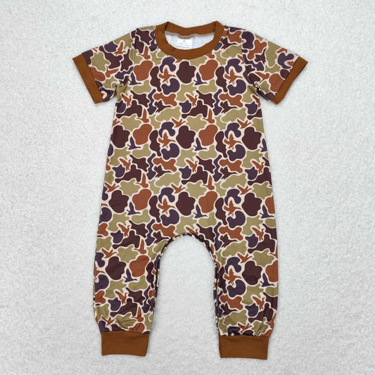 Newborn Baby Boys Brown Camo Mallard Romper